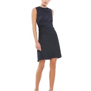 MAC DUGGAL Rhinestone Neckline Draped Mini Dress - Blue - 55697 - 8